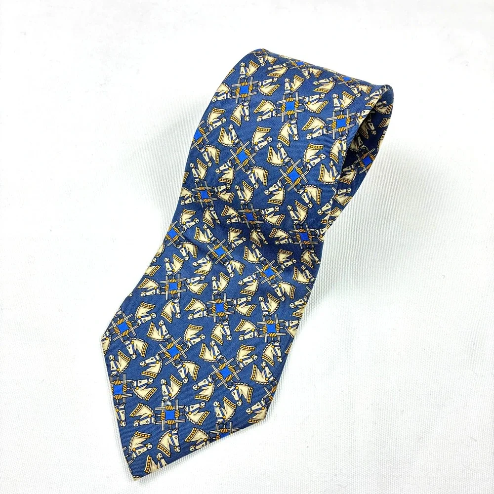 VTG Brooks Brothers Silk Tie Horse Equestrian USA 58 x 3.75